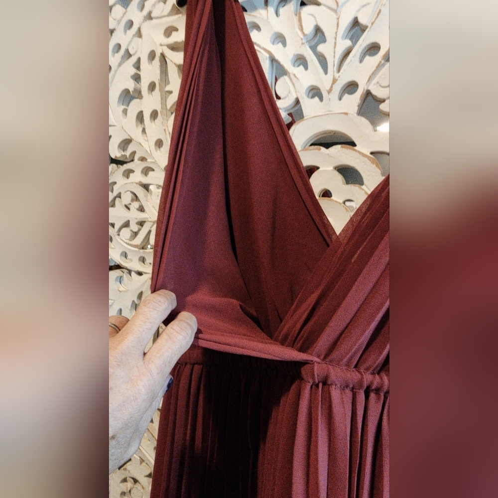ARITIZA WILFRED BRICK COLOR PLEATED DRESS V NECK A-LINE SZ MEDIUM - Picture 13 of 13
